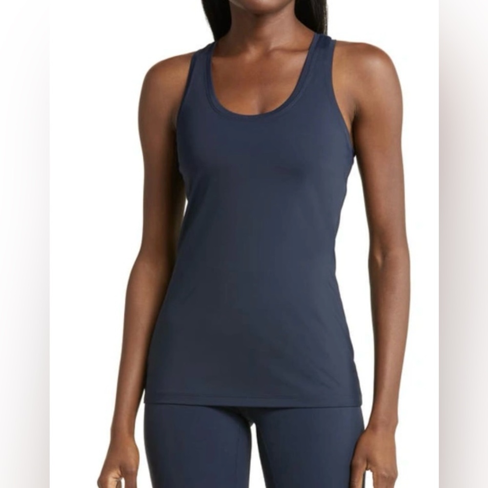 Zella Racerback Performance Nylon Tank Navy Blue Size Small